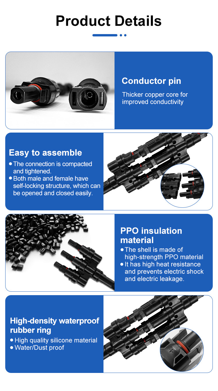 Waterproof IP67 Snap In PV Connectors Cable Female And Male
