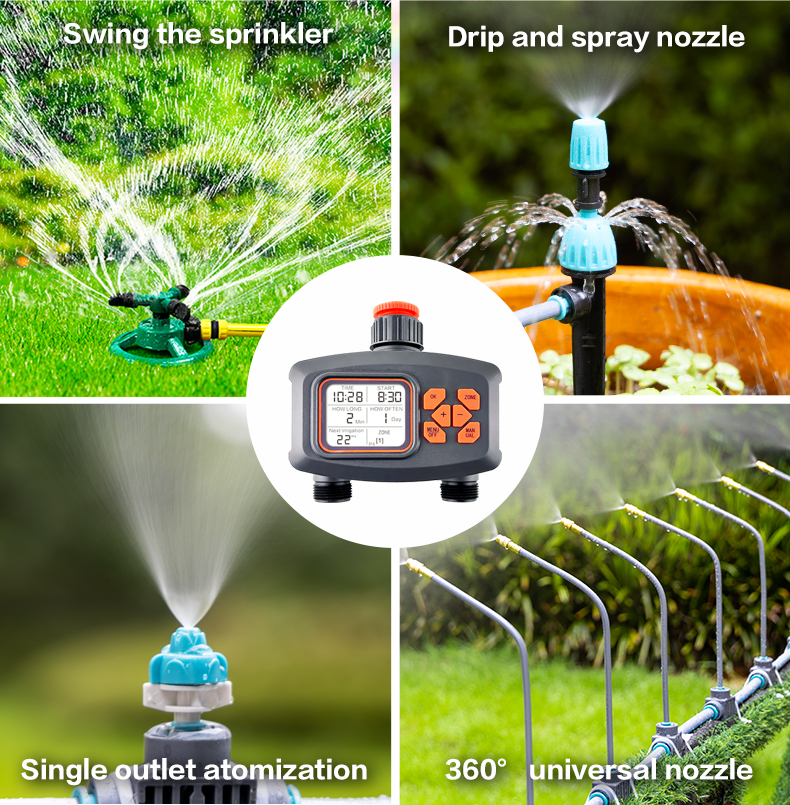 2 Way LCD Display Home Garden Irrigation Rainfall Timer Automatic Controller