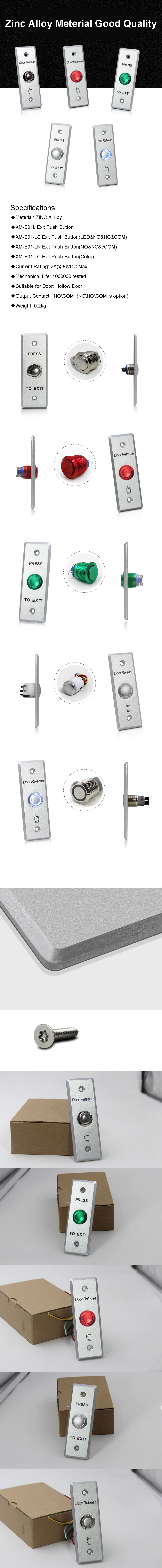 Zinc Alloy Access Control System Exit Button Door Release Push Exit Switch