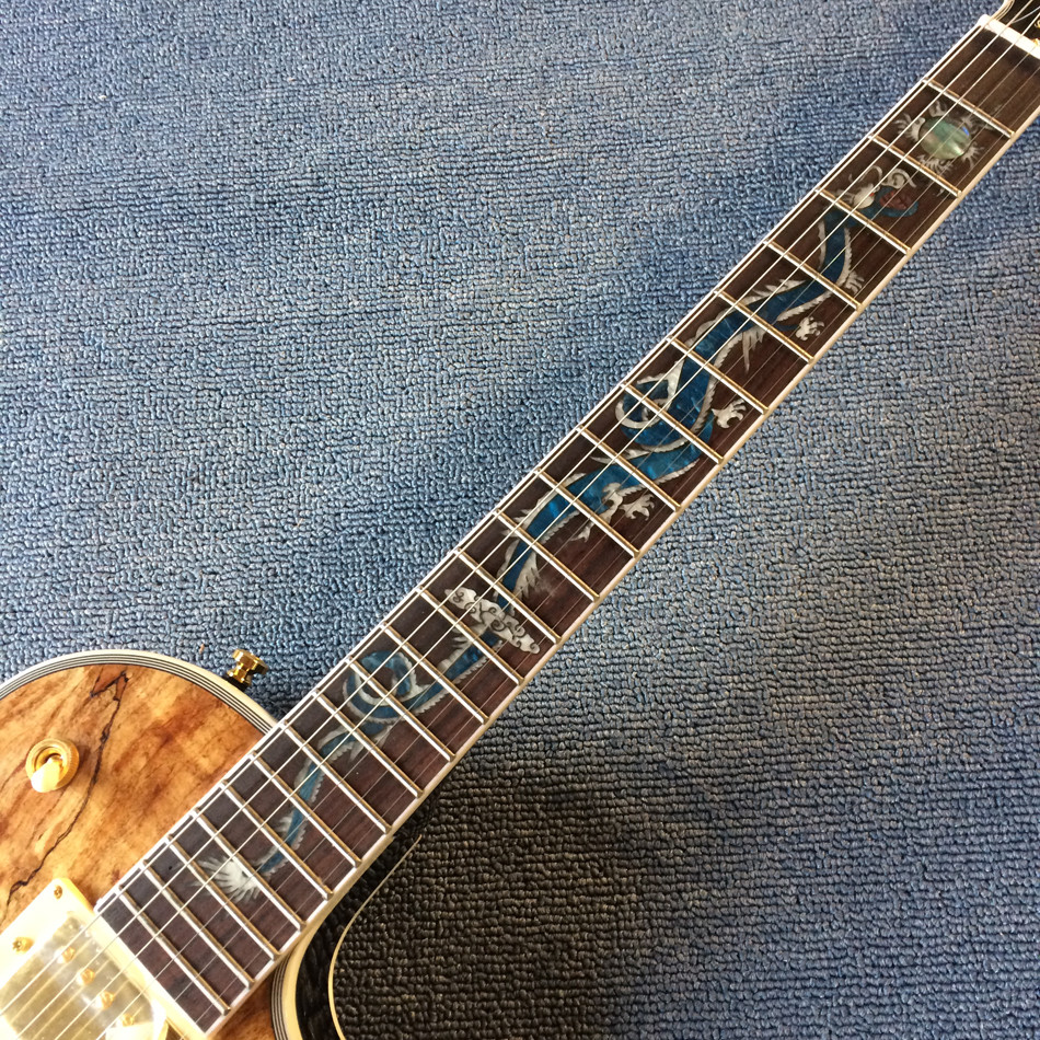 New high-quality custom LP electric guitar, Abalone Dinosaur inlaid fingerboard & body custom LP Electric guitar, free s