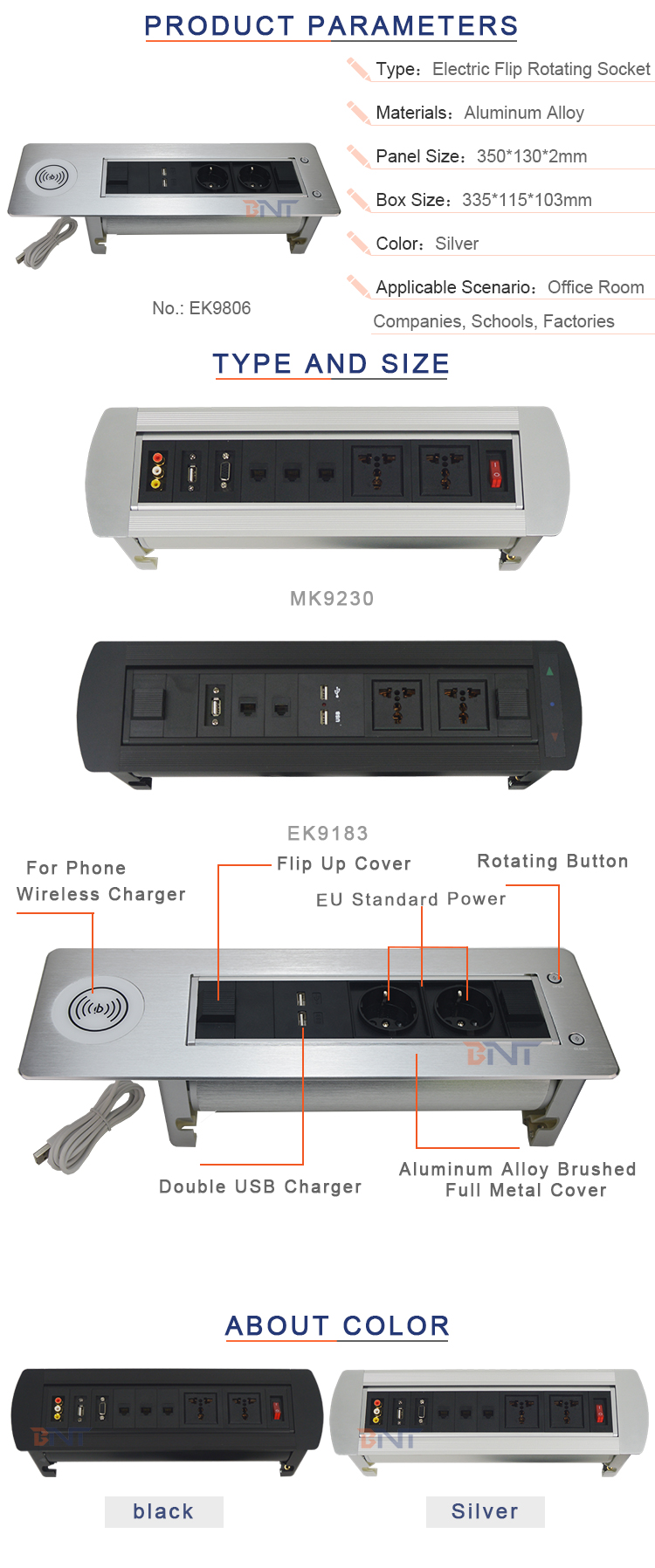 confenece solution new style automatic flip up desk socket power outlet with wireless charging