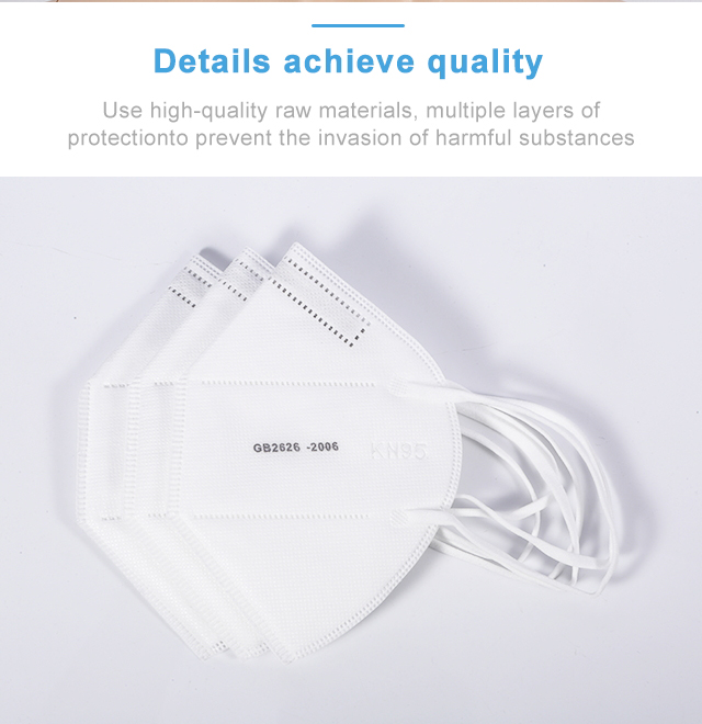 3D Vertical Folding White FFP2 CE Mouth Breathing Protection Nose Dust Face Mask FFP2 KN95