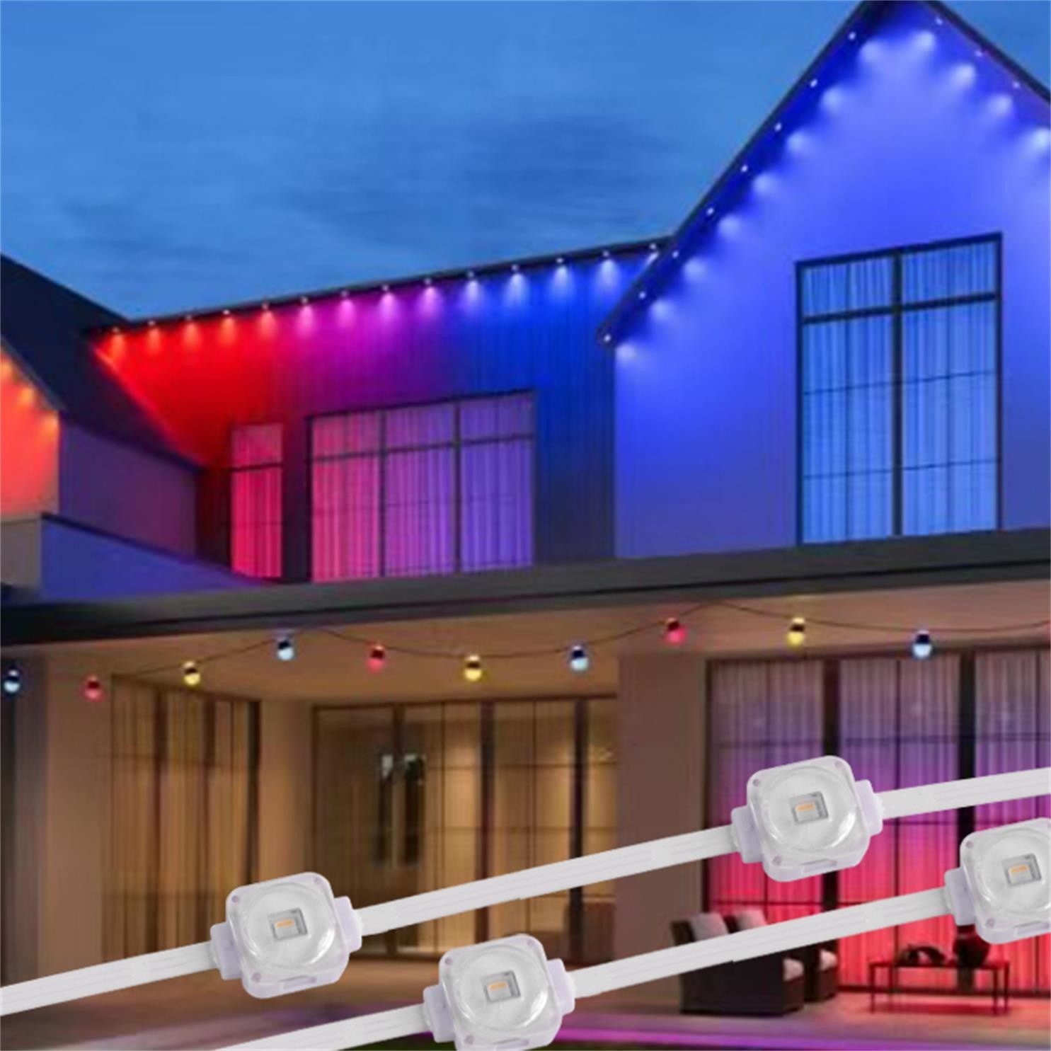 Holiday Christmas Outdoor 25MM 1.5W Waterproof Permanent Outdoor Lights Rgb Permanent Outdoor Rgb Eaves Light