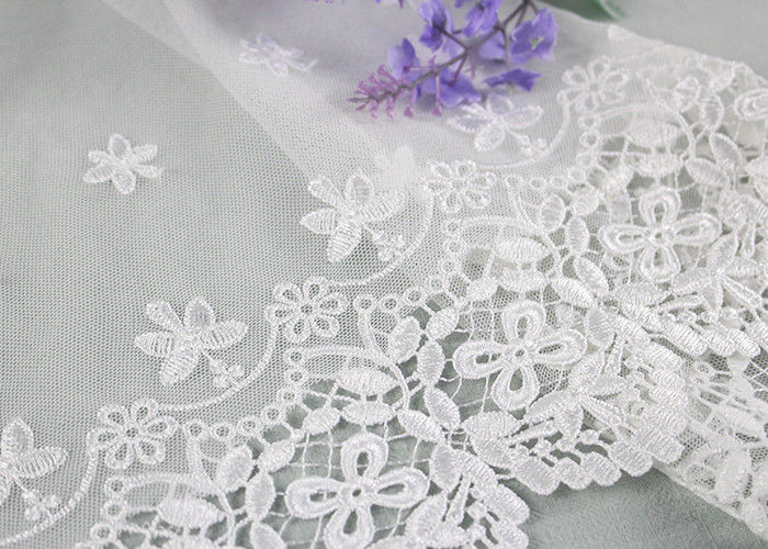 Embroidered Nylon Dying Lace Fabric Bilateral Symmetry Lace For Wedding Dresses
