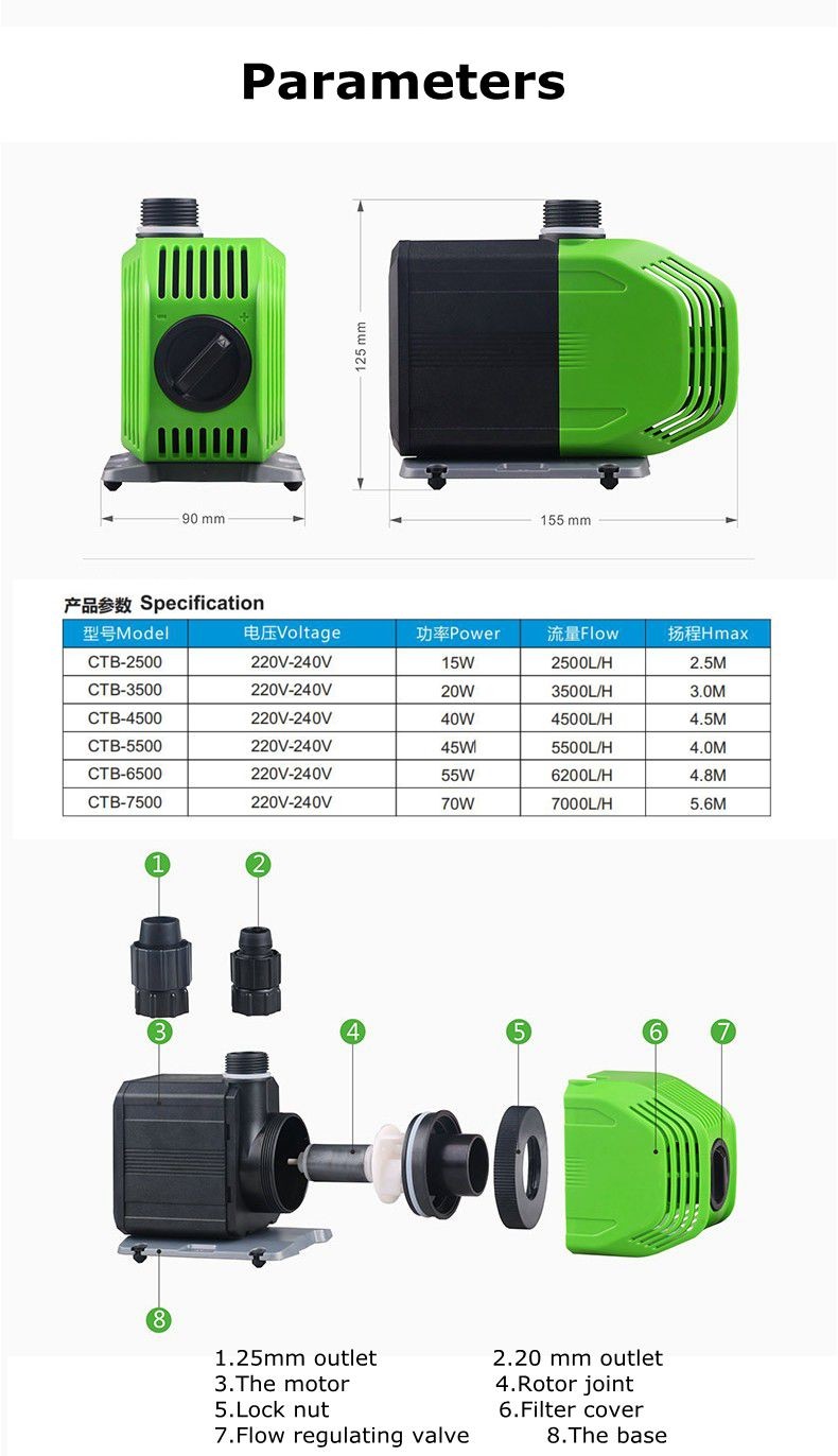 500 Gph Pond Hydroponic Fish Tank Aquarium Pumps Submersible Water Pump