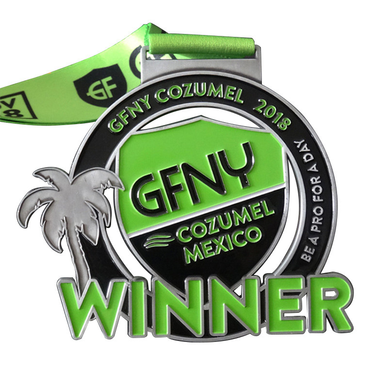 Color Filling Zinc Alloy Custom Metal Medals For Marathon Running Sport