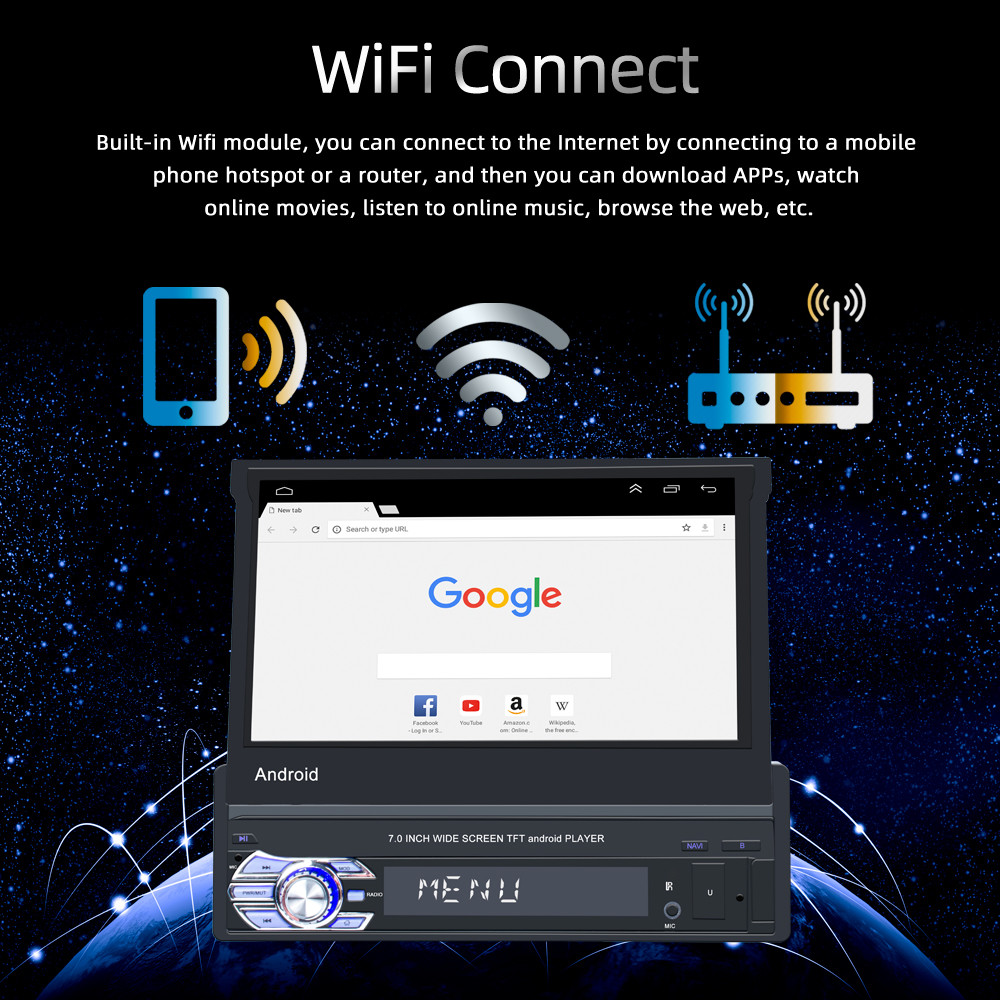 1 Din Retractable Screen Car Stereo 7 Inch Touch Screen Car Radio 11 Usb Mp5 Player
