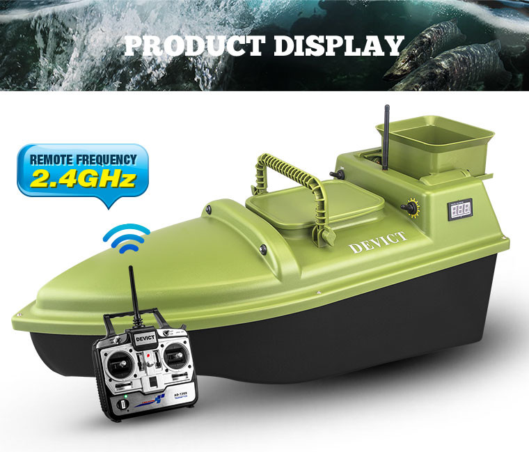 Green bait boat DEVICT Autopilot for ABS plastic carp fishing bait boat