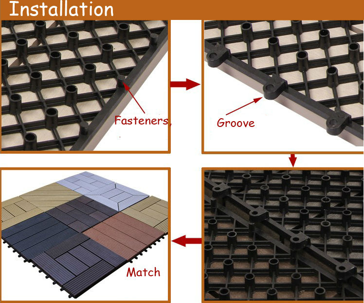50mm Wood Plastic Composite Flooring Wpc Diy Decking Waterproof Interlocking Deck Boards