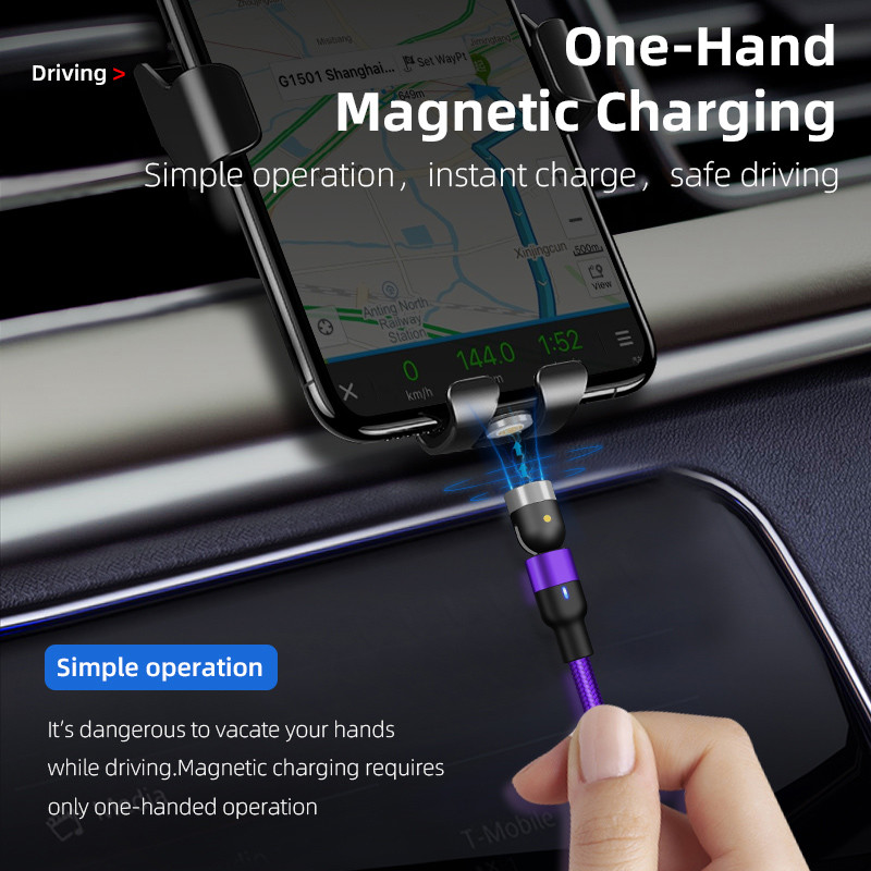 3Pin Data Transfer Magnetic 540 Degree 3A Micro Usb Cable