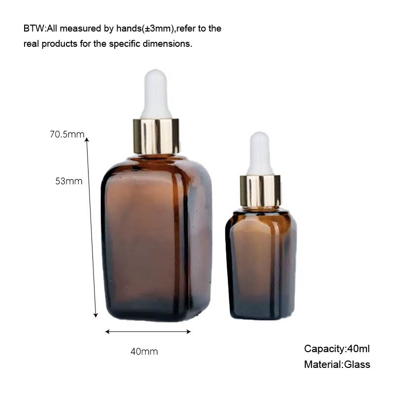 40ml Transparent Cosmetic Dropper Bottles Brown Glass Dropper Bottles Customized Logo