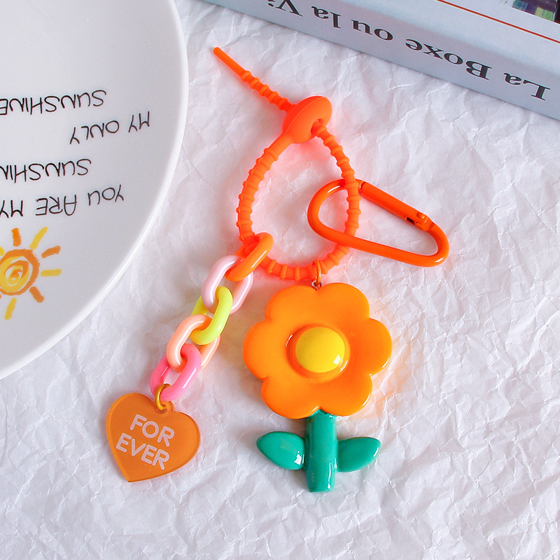 Flower Cartoon Silicone Pendant Keychain Charms Pendan Key Ring for Purse Handbag