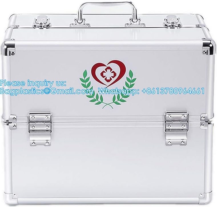 First Aid Kit Lockable First Aid Box Security Lock Medicine Storage Box With Portable Handle,Medication Lock Box