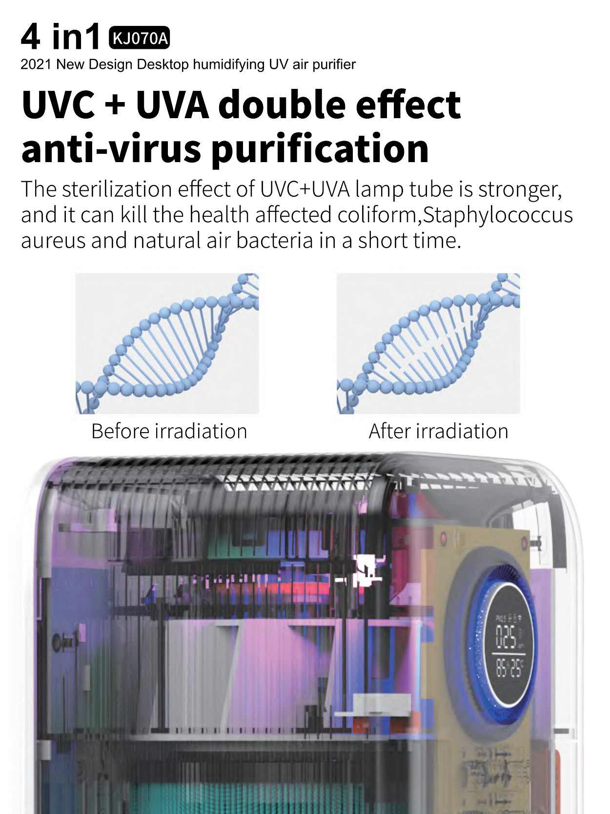 HOMEFISH Hepa Filter Household Air Purifier Ion Humidifier 400ml