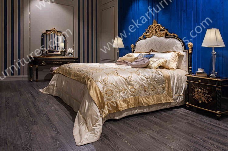 kingbed Furniture for bedroom modern royal luxury master wooden bed TA-028