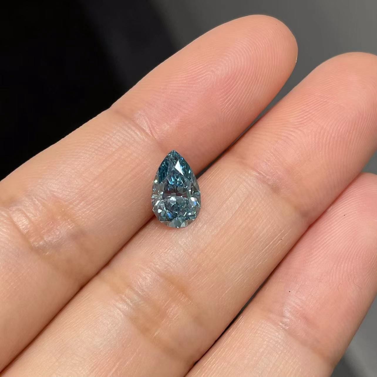 sustom Pear Cut Loose Lab Grown Blue Diamonds With IGI Certificate