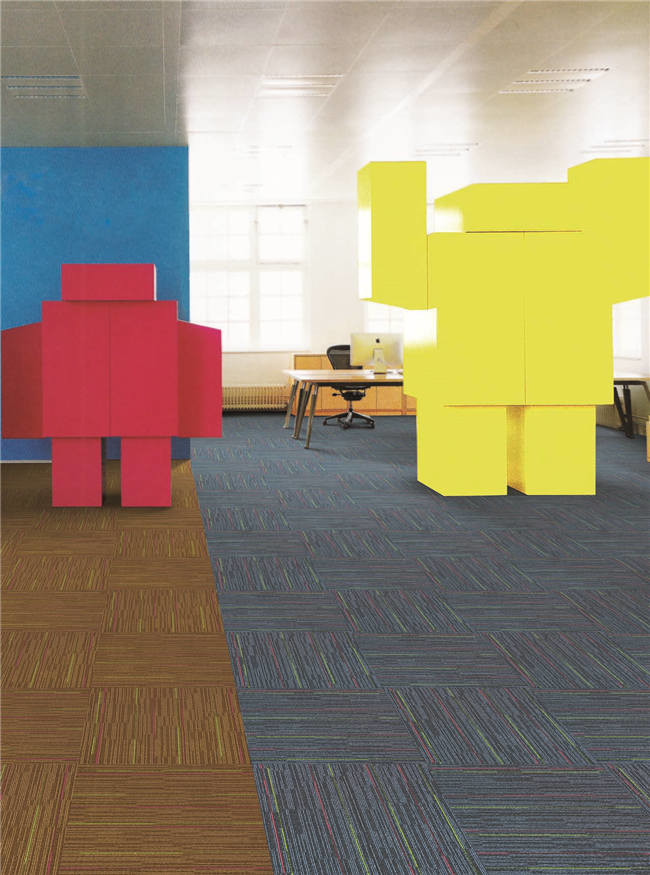 Durable Commercial Carpet Tiles Tufted Multi - Level Loop Pile Construction
