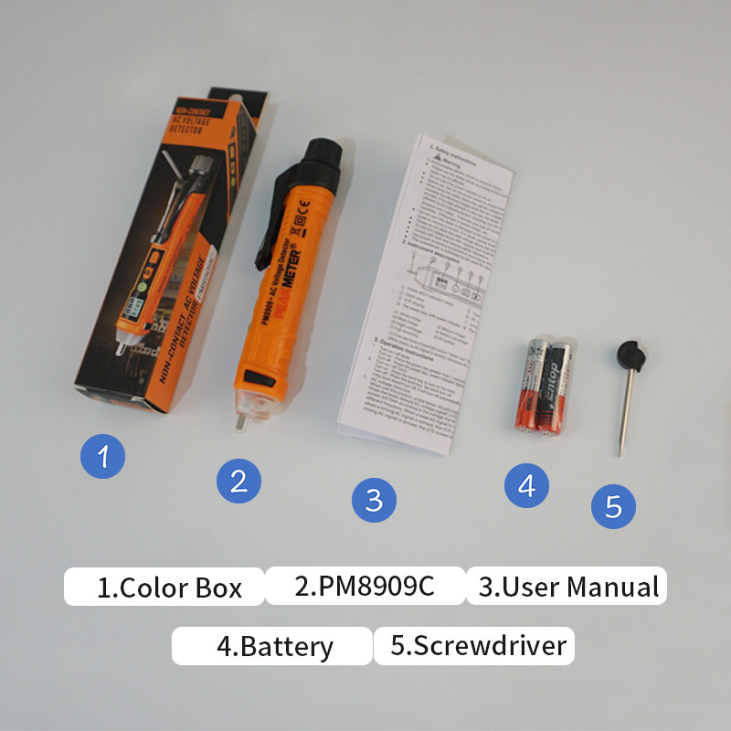 LCD Screen 600V PM8909C AC Voltage Detector Illumination lamp With Screwdriver