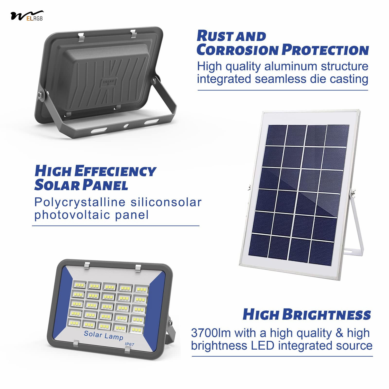 Solar Power Supply 200W Outdoor Solar Floodlight with Remote Control and IP65 Waterproof