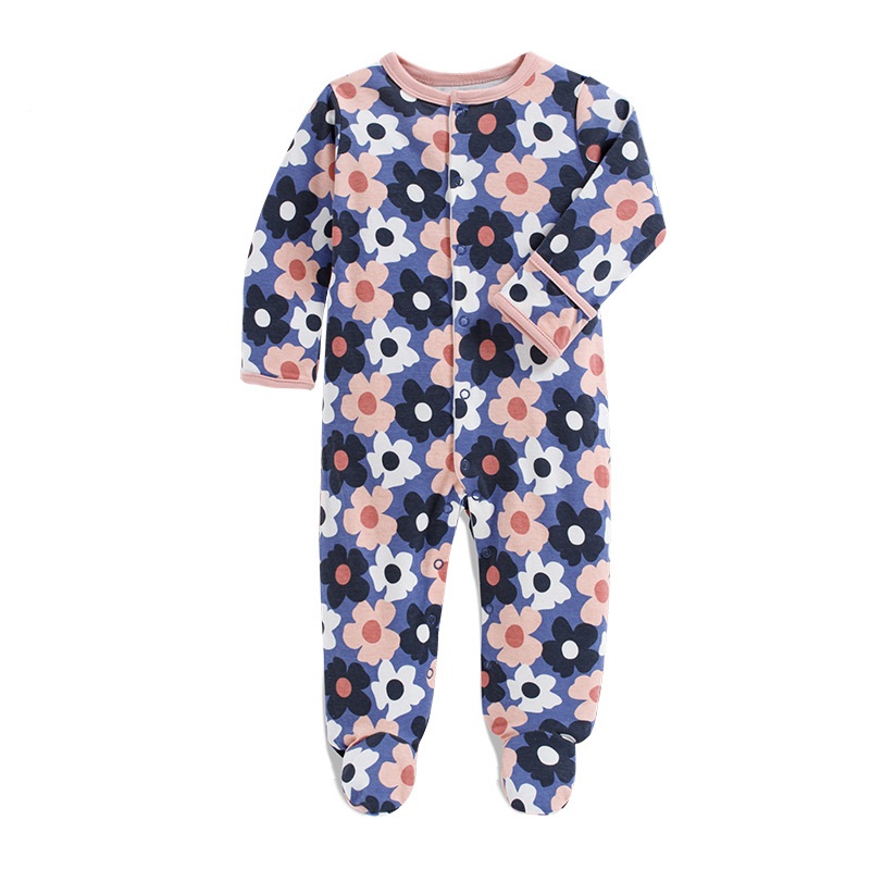 In stock Fold Hand and Snap Feet Design 100% Cotton Baby Romper Jumpsuit Baby Onesie Pajama
