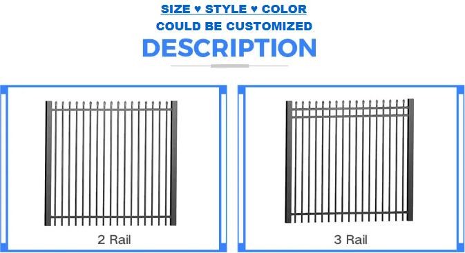 Wrought Iron ISO9001 L2400mm Sustainable Wrought Iron Steel Fence