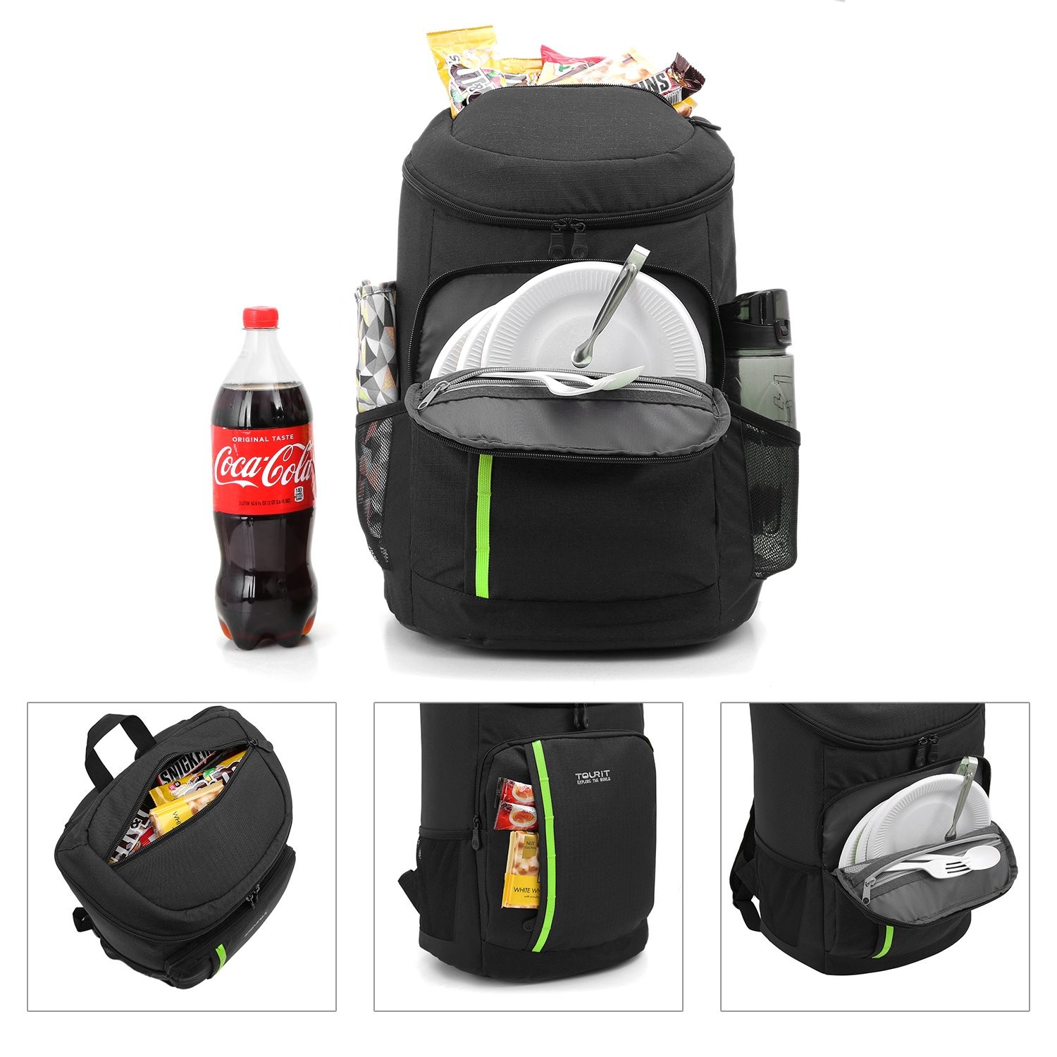 30 Cans Lightweight Insulated Food Cooler Bags Backpack Style 15.8" X 13.0" X 7.5"