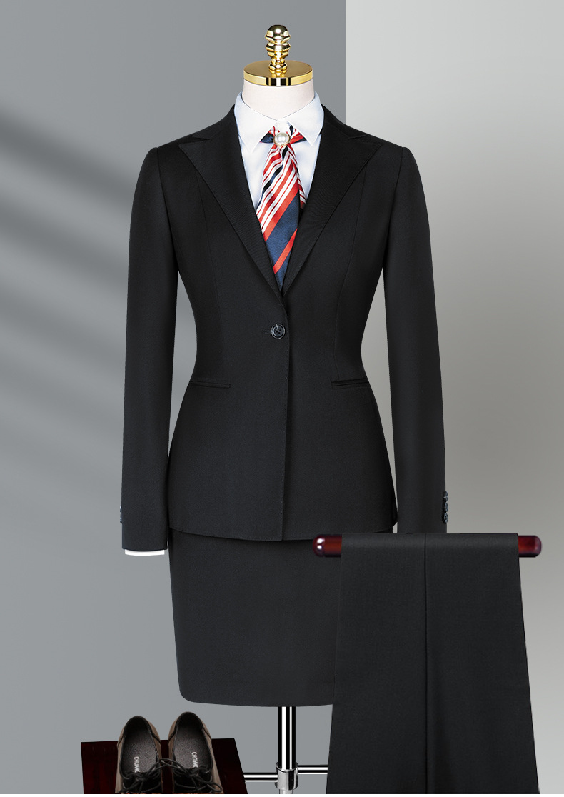 Womens Plus Size Business Suits V-neck Skirt and Blazer Set for Formal Office Wear