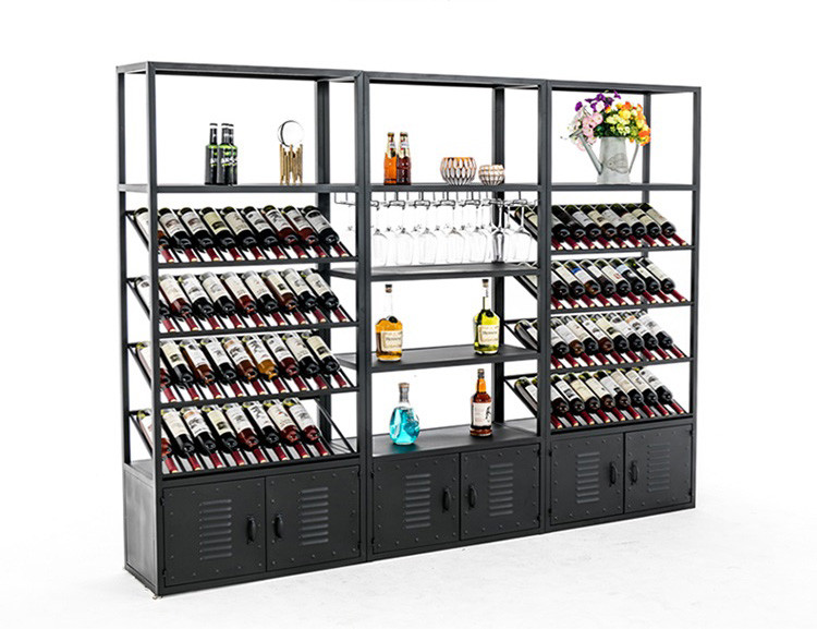Modern Luxury Metal Wine Display Shelf Black MQ-S005 For Storing Wine