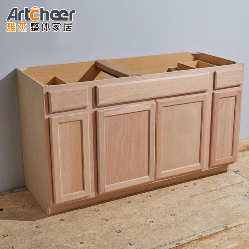Durable Modern Style Small Custom Shaker Cabinets Set With Sink Solid Wood American Design