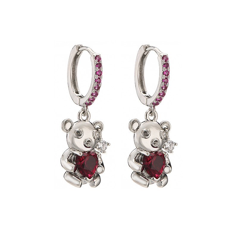 Little Bear Sterling Silver Crystal Jewelry Diamond Crystal Earrings OEM ODM