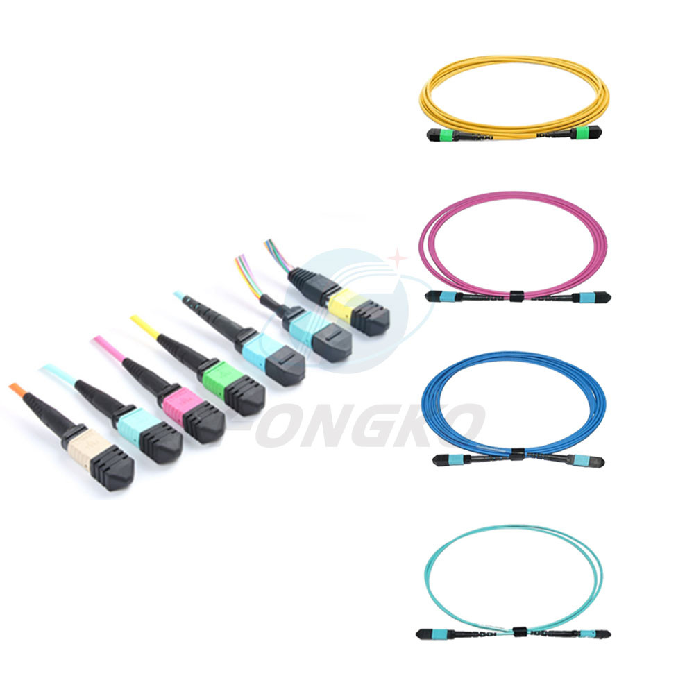 8 Fiber OM4 MPO to LC Patch Cord MPO to LC Fiber Optic Breakout Cable