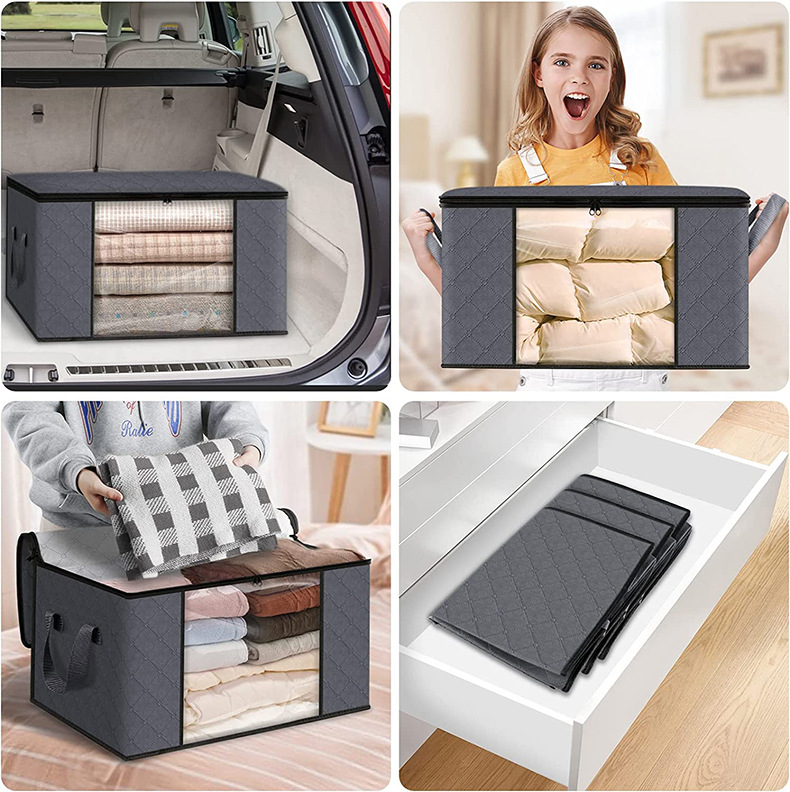 Non Woven Storage Box With Lids And Handle for Organizing Clothes Rectangle Load ＞10kg