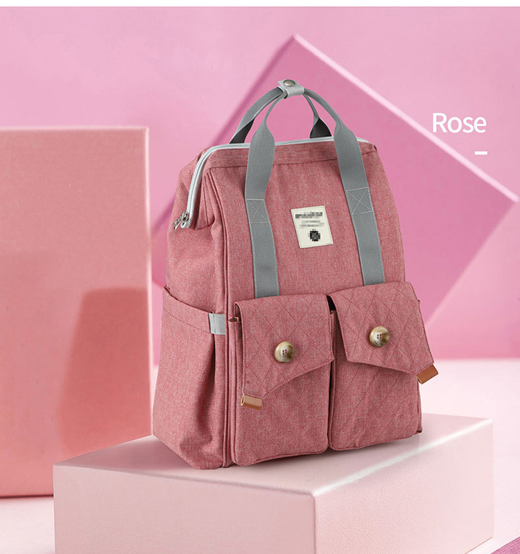 Multifunctional Mommy Diaper Bag Backpack With Trailer Buckle OEM ODM