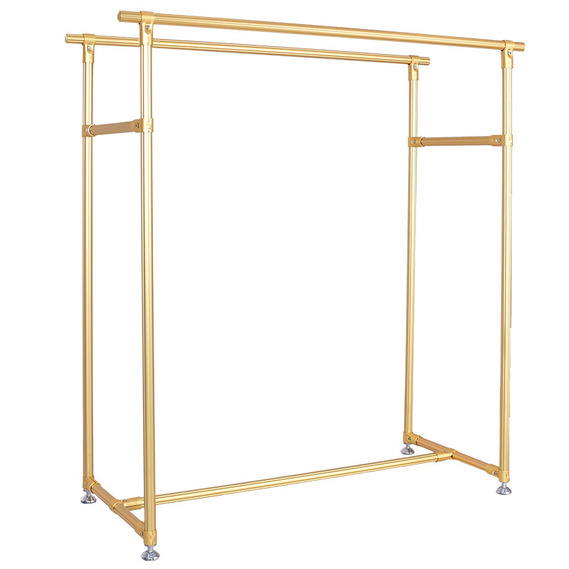 Double Shop Cloth Display Rack Metal Cloth Dry Stand Easy Assembly