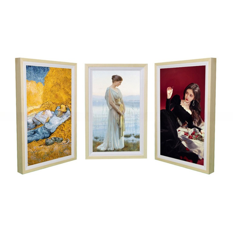 UHD 55" inch Wood digital photo frame LCD LED Advertising signage display WIFI Android monitor with wooden frame