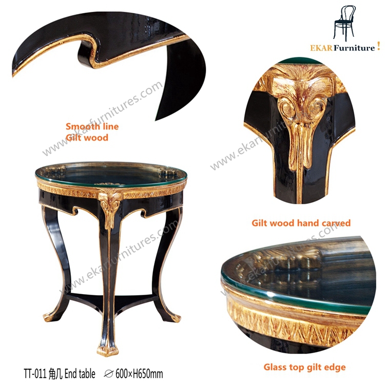 Vintage Classic Round Glass Top End Table TT-011