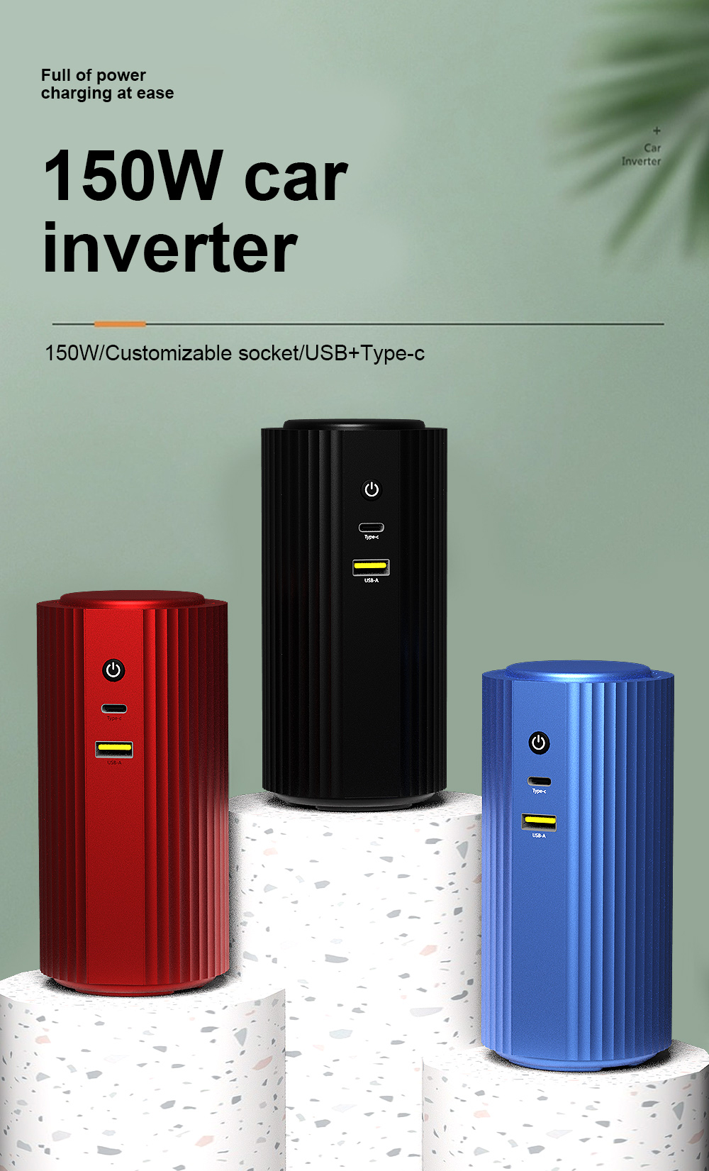 Dc 12V To Ac 220V 150 Watt Car Inverter Car Cigarette Lighter Power Inverter Customized