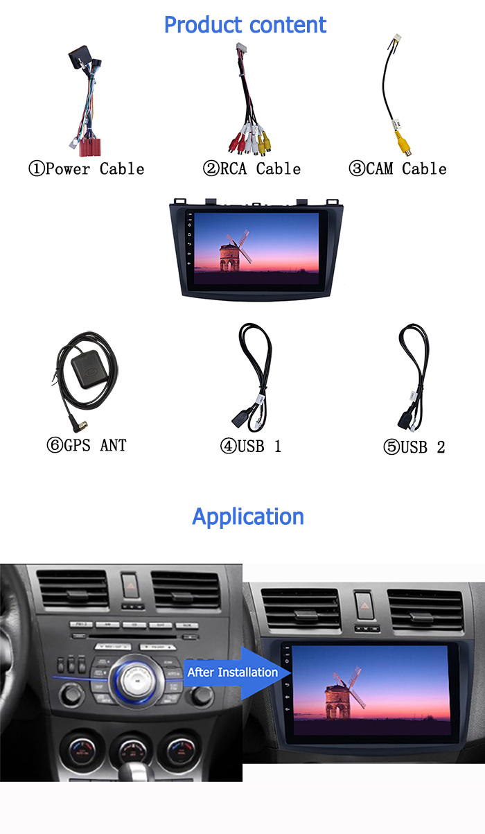 9 Inch Hyundai Touch Screen Radio 2GB+32GB For MAZDA 3 2009-2012