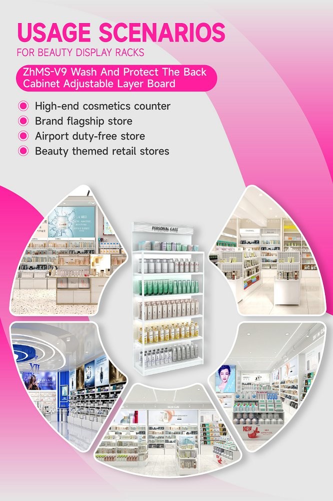 ZhMS-V9 Porcelain White Organic Panel Skincare Display Cabinet with Versatility