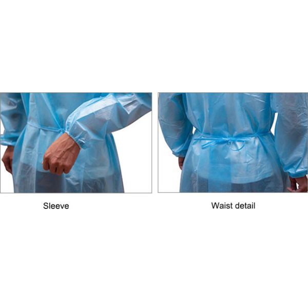 20gsm PP Disposable Isolation Gown 120*140cm Waterproof Spunbond Polypropylene Gown