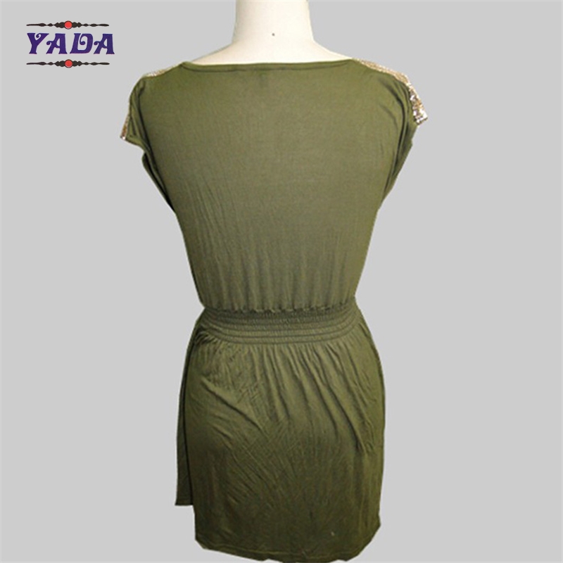 Ladies button down elastic waist slim casual mini skirt sexy woman big size lady dress with low price