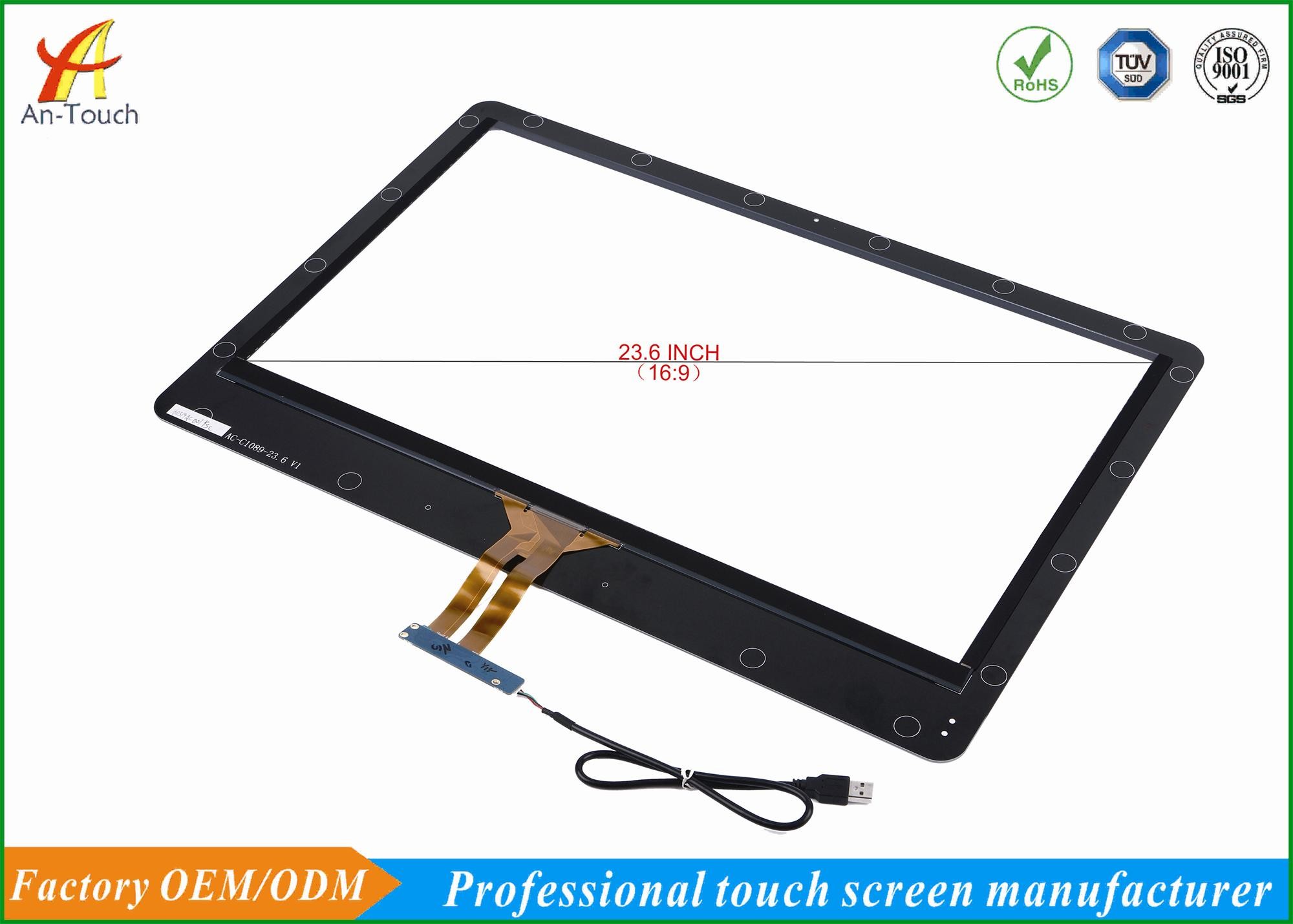 White Projected Advertising Touch Screen Panel 23.6 Inch Finger / Touch Pen Input