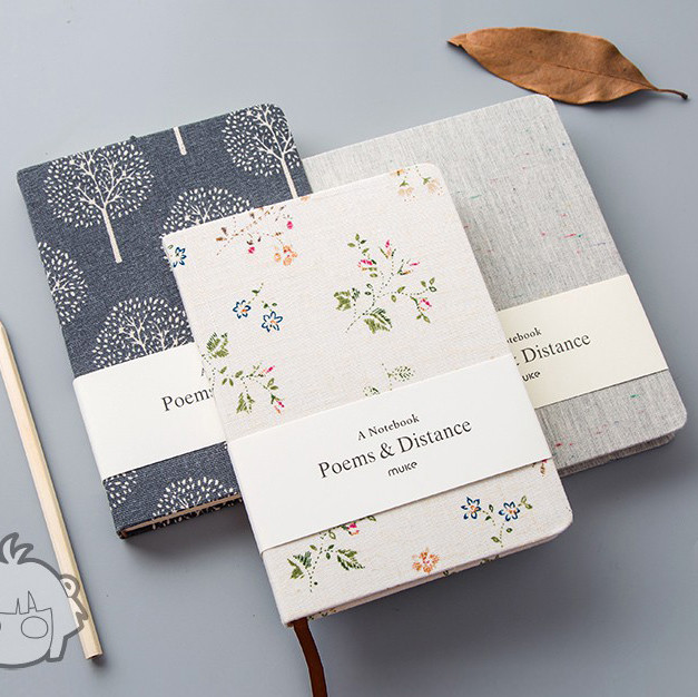 Cloth Linen Custom Journal Notebook Hard Cover With Blank Lined Paper 128 Sheets