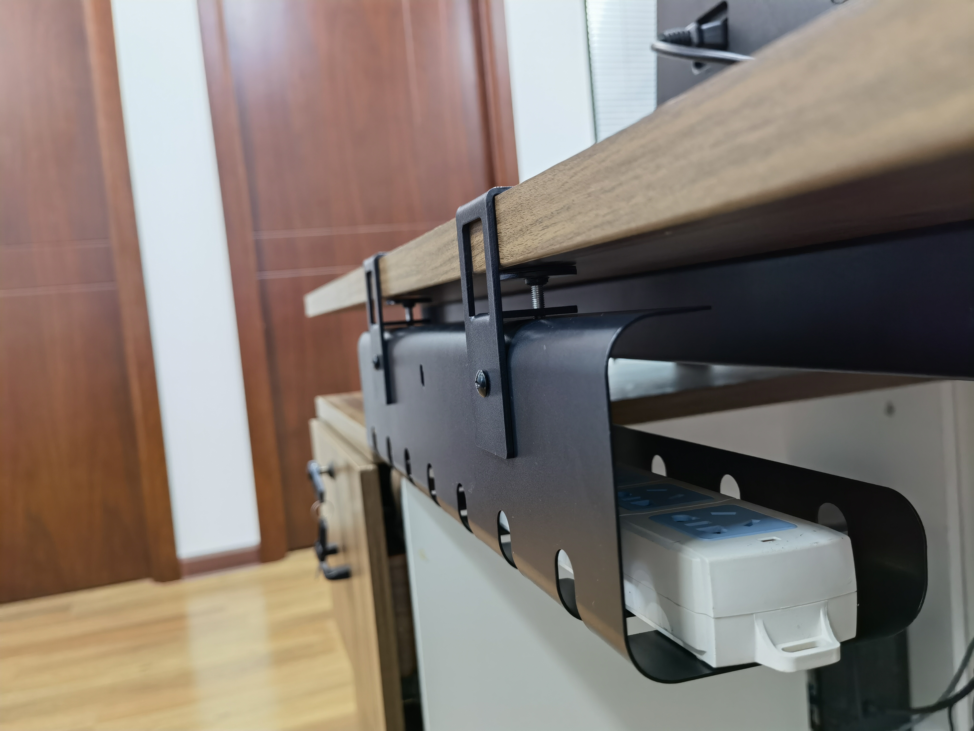 Removable C Clamp Mount Under Desk Cord Raceway for 16-inch Computer Cable Management