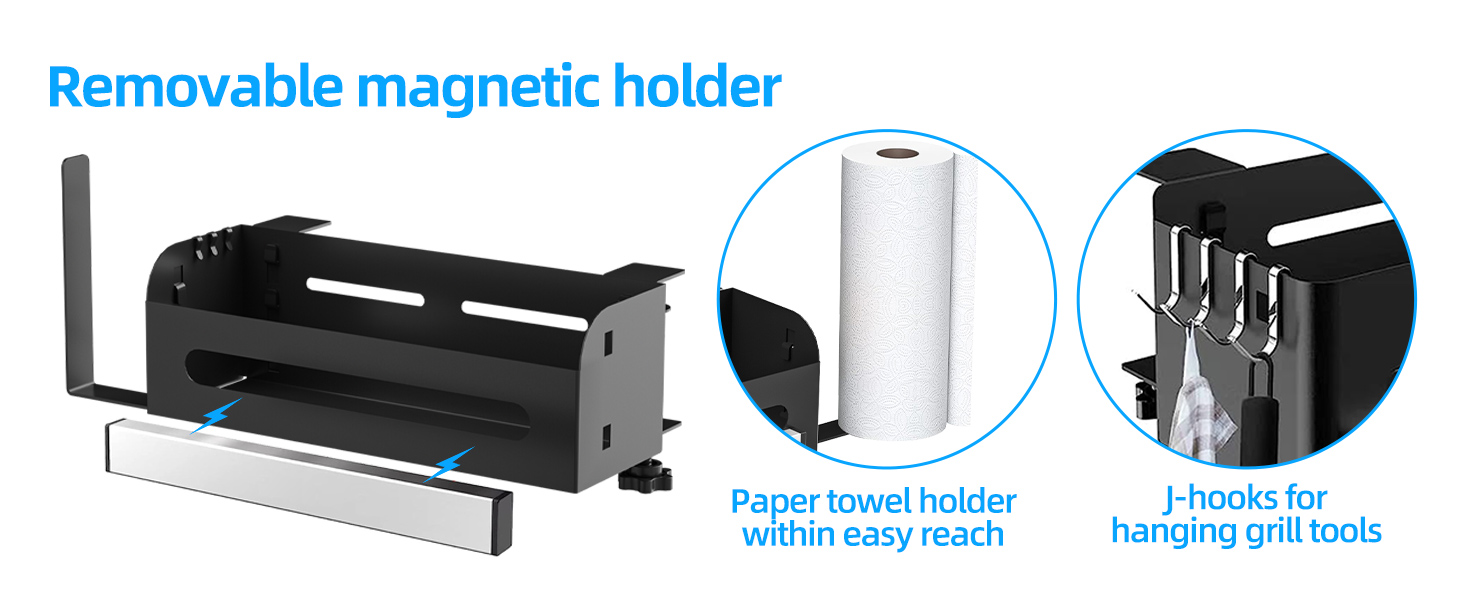 Universal BBQ Grill caddy with Paper Towel Holder Knife Holder Outdoor 28" 36" Blackstone Griddle Grill Tools Caddy Box