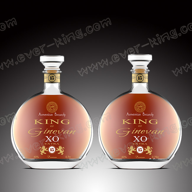 Crystal White Flint Glass Brandy Bottle 700ml With Glass Cap