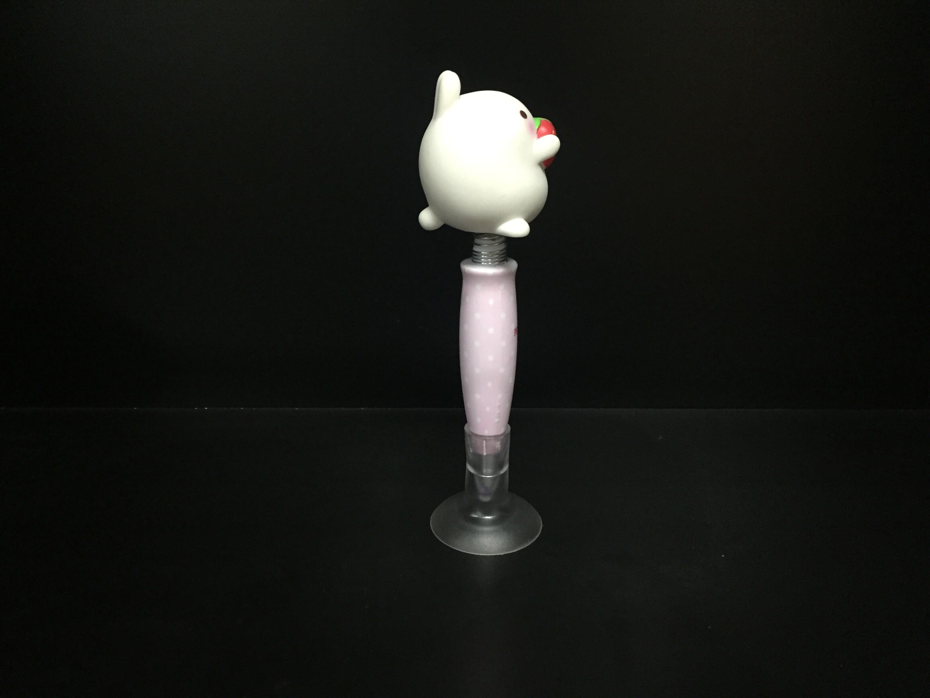 Ball pen with white rabbit figure rubber sucker Plastic Daily Product used for decoration promotion made of PVC and ABS
