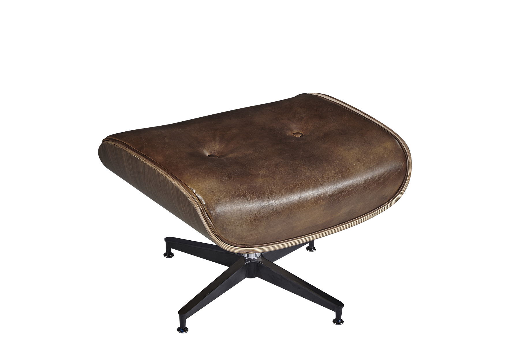 Eames Style Ottoman Footstool Leather X Bench Stool With Metal Legs