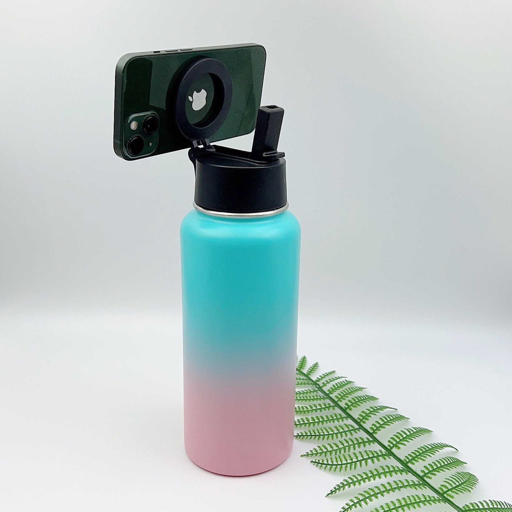 32oz Space Cup With Mobile Phone Magnetic Suction Cover, Stainless Steel Vacuum Wide Mouth Insulated Cup, Large Capacity
