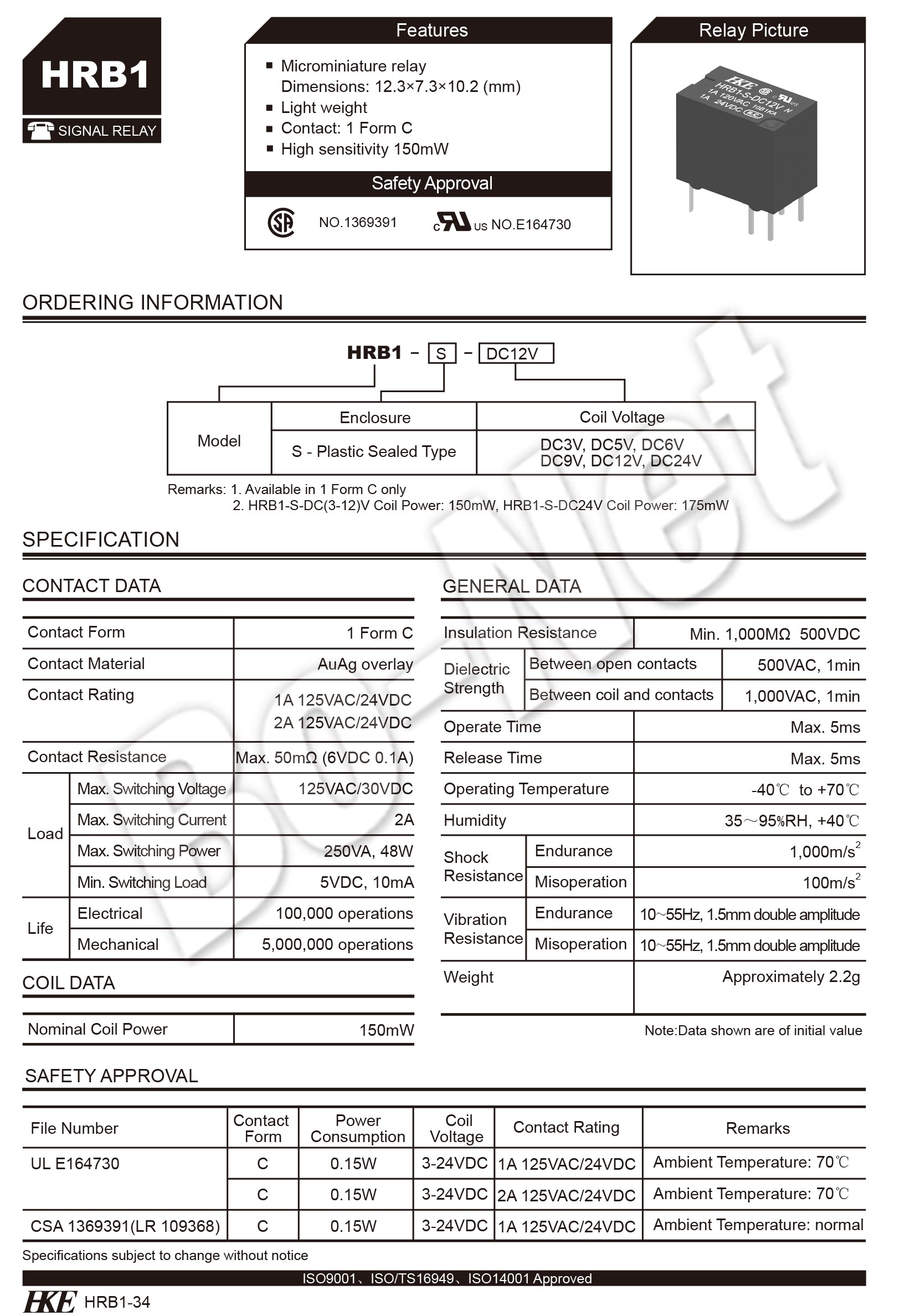 HKE original Electronic Component HRB1-S-DC5V HRB1-S-DC9V HRB1-S-DC12V HRB1-S-DC24V DC3V 3V 5V 9V 12V 24V 1A DIP-6 6PIN